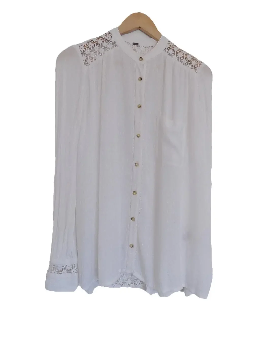 Free People Crochet Accent Eyelet Cutout Blouse size Small